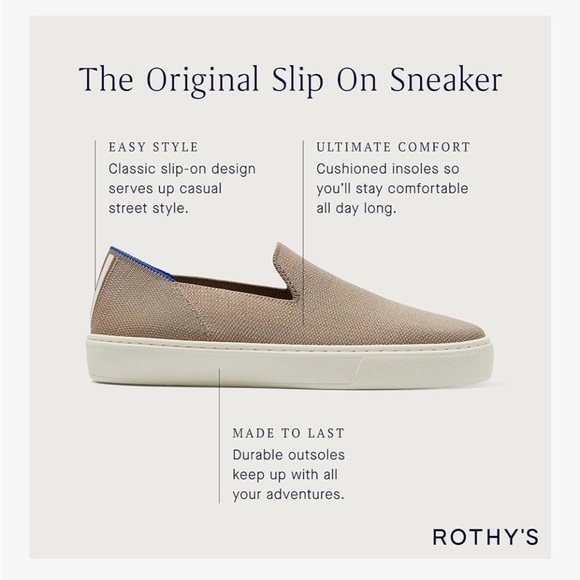 Rothy’s The Original Slip On Sneakers Size 9.5 Sand / Beige Slip-On Sneakers - Picture 15 of 16